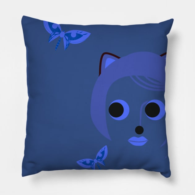 BlueCat Pillow by Doodle.Bug.Tees