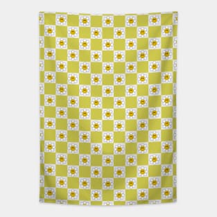 Floral Checkerboard Green pattern Tapestry