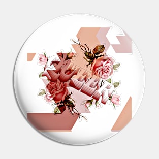 Queer Vintage Floral Glitch Design Pin