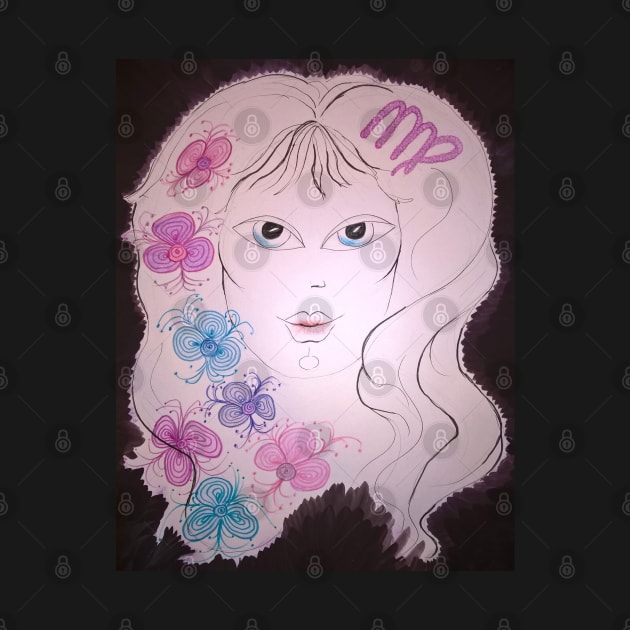 Zodiac sign Virgo. The Maiden. Handmade painting. by Maltez