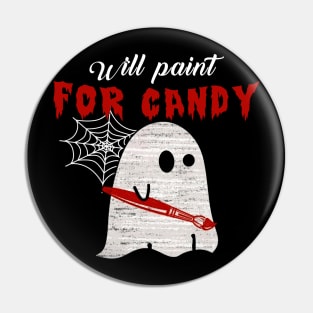 Will Paint For Candy Teacher Halloween Pin