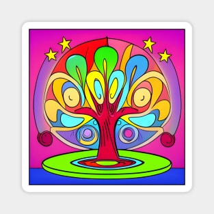 Vibrant 70s Style World Tree of Life (MD23ERD006) Magnet