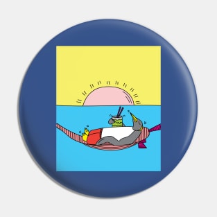 Penguin Summer Sunset Vacation Pin