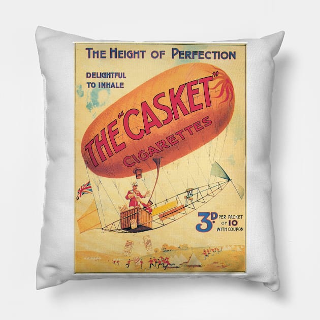 The "Casket" Cigarettes - Delightful to Inhale - Vintage Advertising Poster Design Pillow by Naves