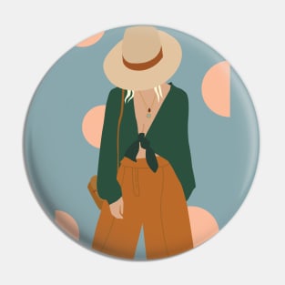 Summer girl with hat Pin