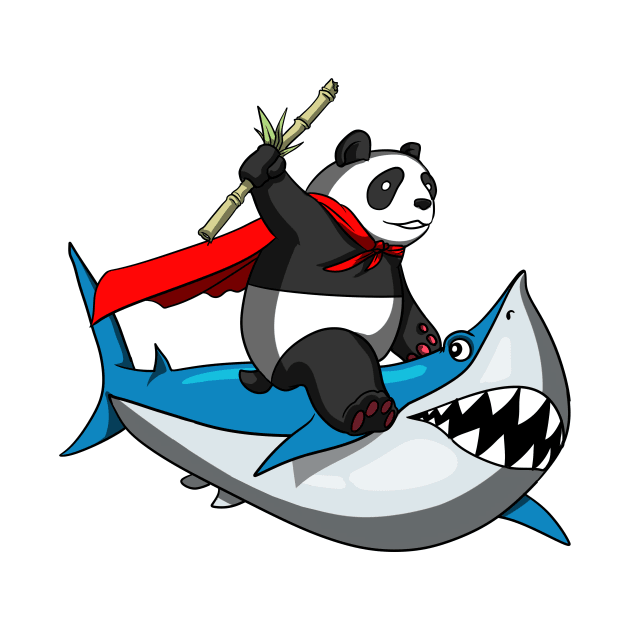 Panda Bear Riding Shark by underheaven