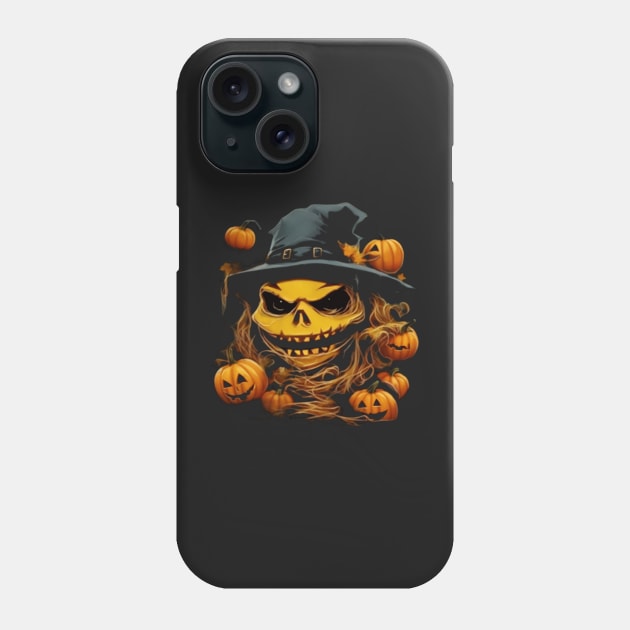 halloween scary evil pumpkin funny pumpkin head Phone Case by masterpiecesai