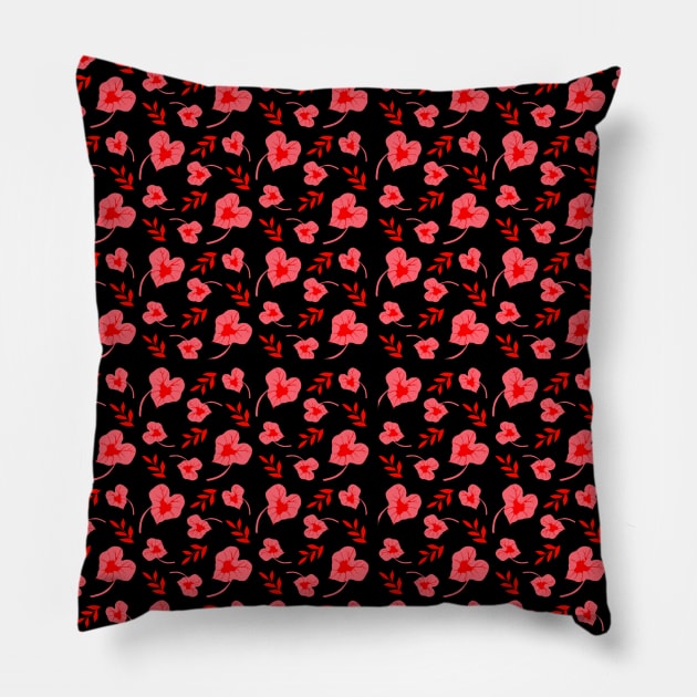 Red Caladium Leaf Plant Pattern Pillow by aybe7elf