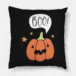 Cute Pumpkin Spooky Halloween Illustration Pillow