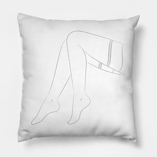 woman's legs line drawing illustration Pillow by bsn