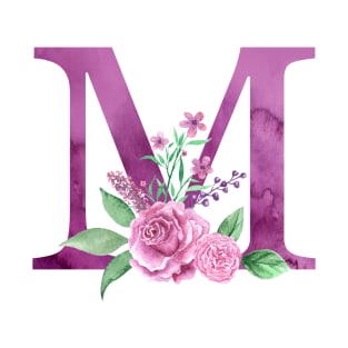 Floral Monogram M Beautiful Rose Bouquet T-Shirt