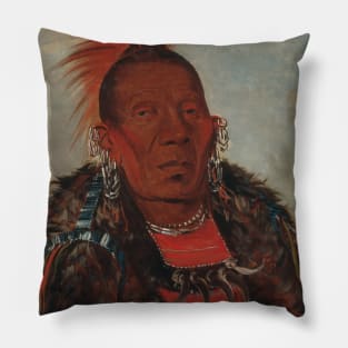 Wah-ro-nee-sah, The Surrounder, Chief of the Tribe by George Catlin Pillow