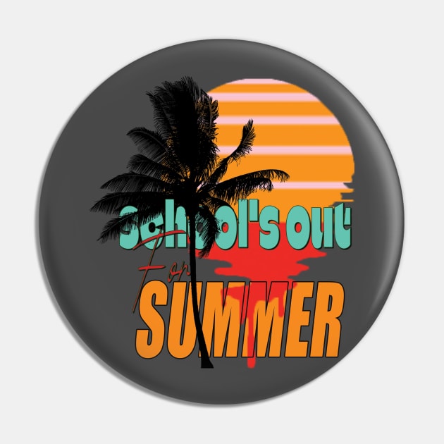 cute retro last day of school school's out for summer teacher Pin by TeeText