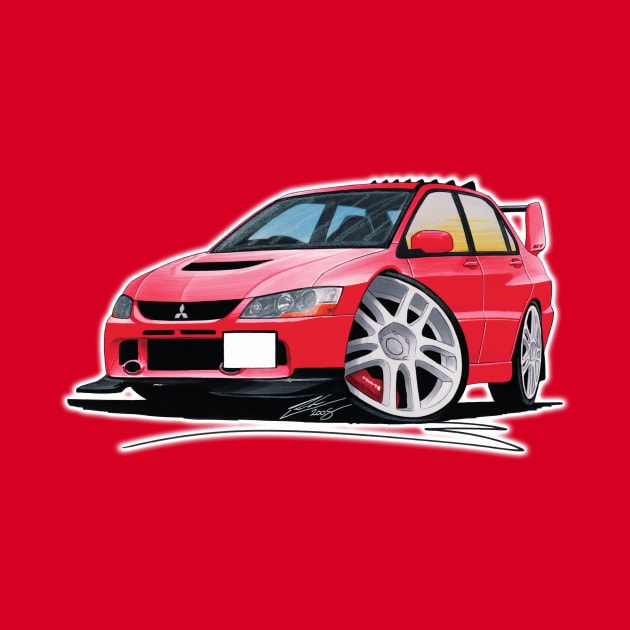 Mitsubishi Evo IX Red Caricature by y30man5