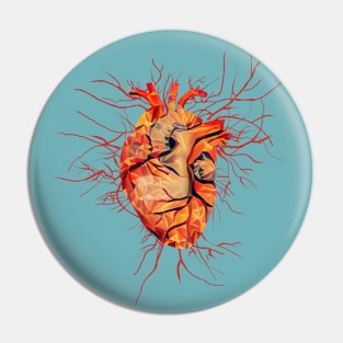 Anatomical Heart, Human Anatomy artery, lowpoly, geometric style Pin