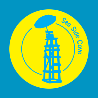 Sea Side Cove Lifeguard Logo Yellow and Light Blue T-Shirt