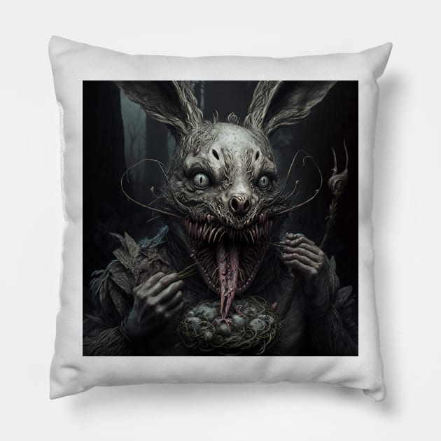 Rabbit Monster Pillow by AiArtPerceived