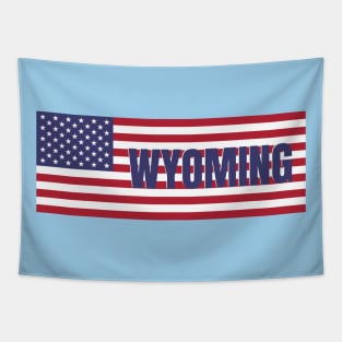 Wyoming State in American Flag Tapestry