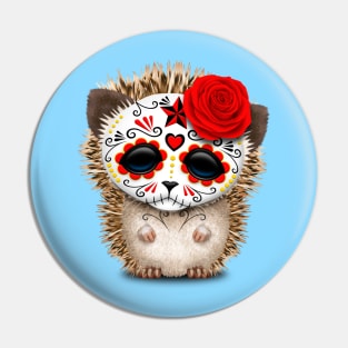 Day of the Dead Sugar Skull Baby Hedgehog Pin