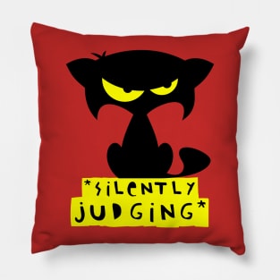 Funny black cat T-shirt – Silently judging (Mozart) – red Pillow