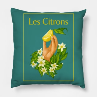 Les Citron Illustration - Lemon Citrus Design Pillow