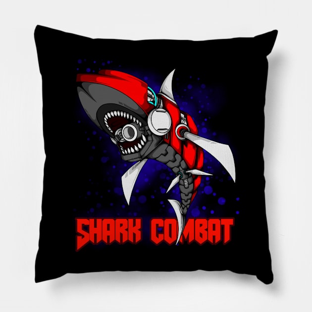 Sharks fish robotic Pillow by Aryaatmawira Art