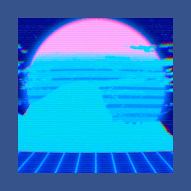 retrowave mountain VHS blue by lofi_retrowave