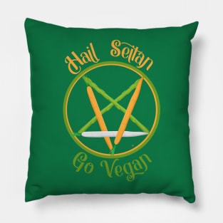 Hail Seitan Go Vegan Animal Rights Veganism Funny Metal Pillow