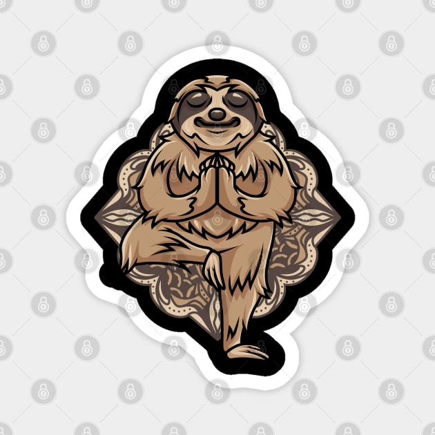 Funny Sloth In Yoga Pose Magnet by Om That Shop