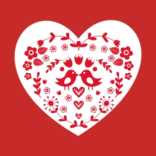 Valentine flowery heart with birds T-Shirt