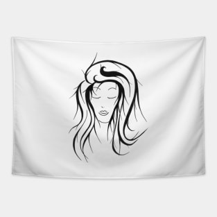 Black and white woman with retro hair style Tapestry