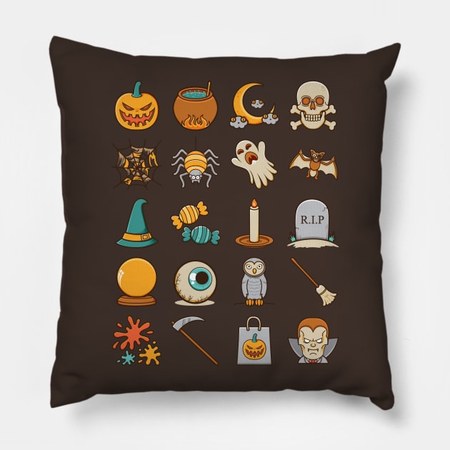 Halloween Icons Pillow by ginanperdana