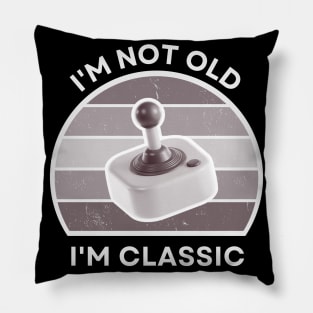 I'm not old, I'm Classic | Joystick | Retro Hardware | Vintage Sunset | '80s '90s Video Gaming Pillow