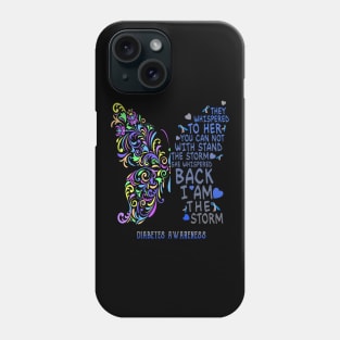 diabetes butterfly i am the storm Phone Case