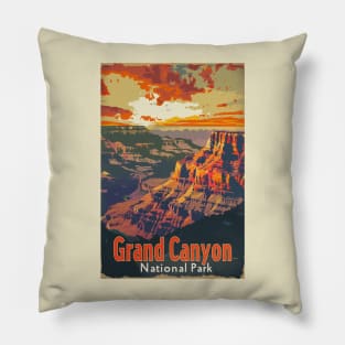 Grand Canyon National Park Vintage Travel Poster Pillow