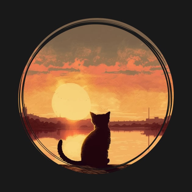 Cat Looking At Sunset by vectrus