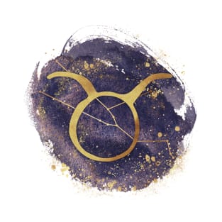 Taurus gold symbol with constellation on watercolor T-Shirt