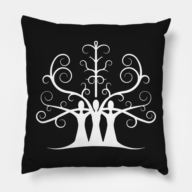 Three Sisters Tree Of Life (White Version) Pillow by SubtleSplit