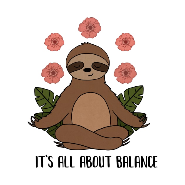 Sloth Yoga Meditation, Balance, Funny Zen Gift by dukito