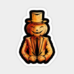 Realistic Jack O Lantern Pumpkin Man In Suit Halloween Magnet