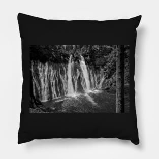 McArthur-Burney Falls in Black and White Pillow