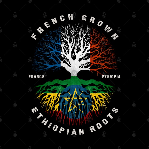 French Grown Ethiopian Roots Ethiopia Flag by heart teeshirt