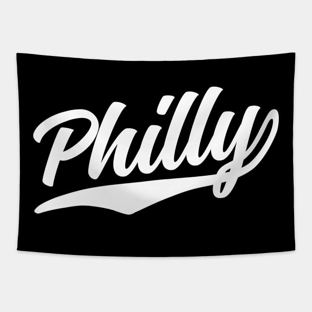 Philly Cursive White Athletic Vintage Script Tapestry by DetourShirts