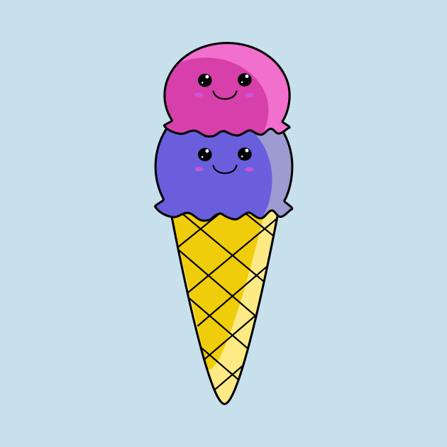 Cute Kawaii 2 scoop Ice Cream by KawaiinDoodle