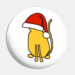 Yellow Cat in an Oversized Santa Hat Because Christmas Pin