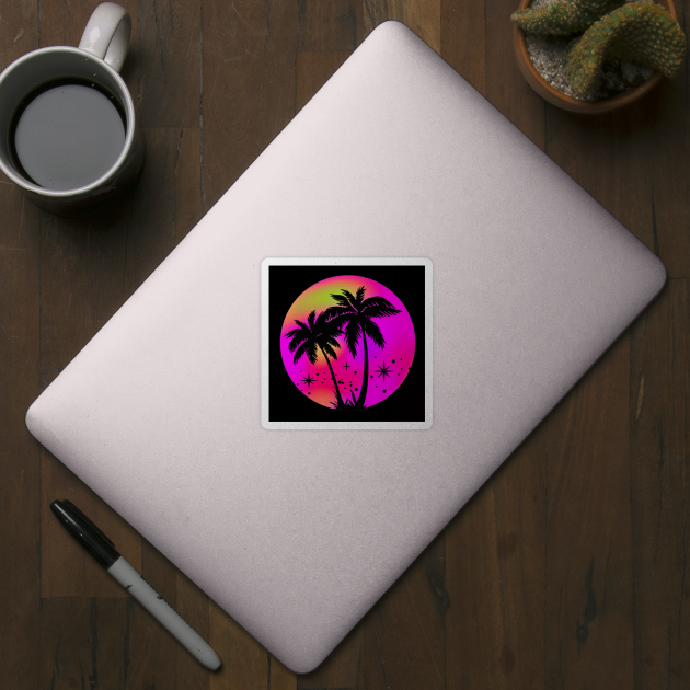 Palm Tree Yellow Aesthetic Sticker