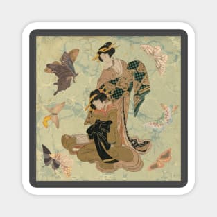 Geisha and Butterflies Magnet