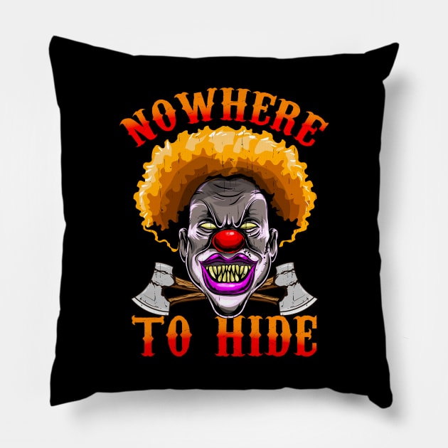 Halloween Scary Clown Nowhere To Hide Horror Clown Gift Pillow by Ramadangonim