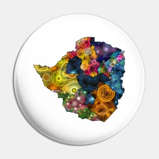 Spirograph Patterned Zimbabwe Provinces Map Pin