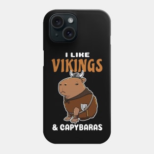 I Like Vikings and Capybaras Cartoon Phone Case